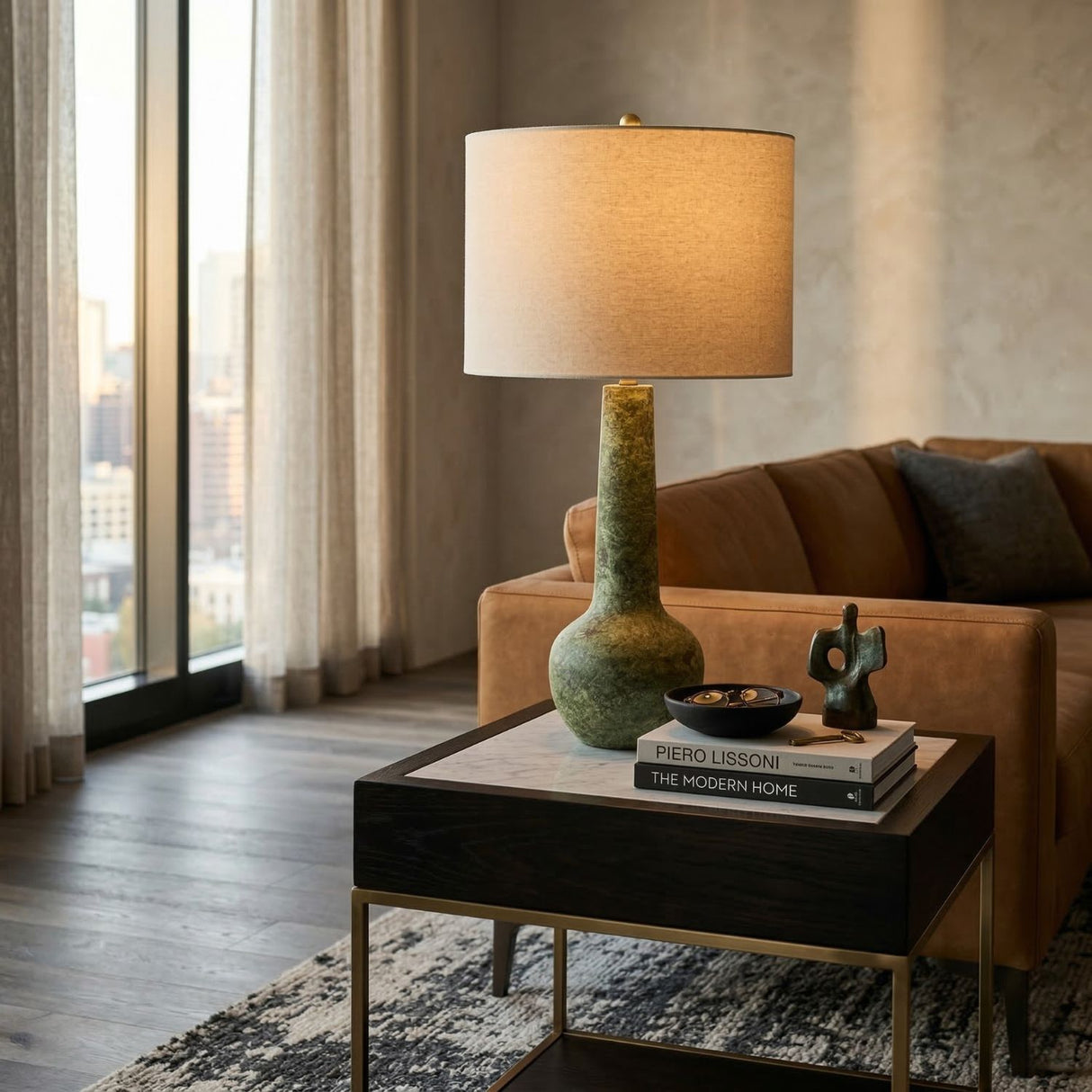   Handpainted Green Ceramic Table Lamp | Oroa.com