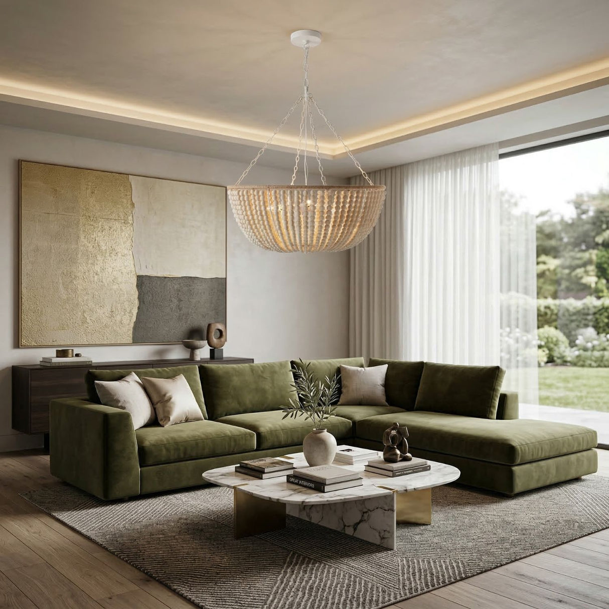   Cream Beaded Pendant Lamp | Oroa.com