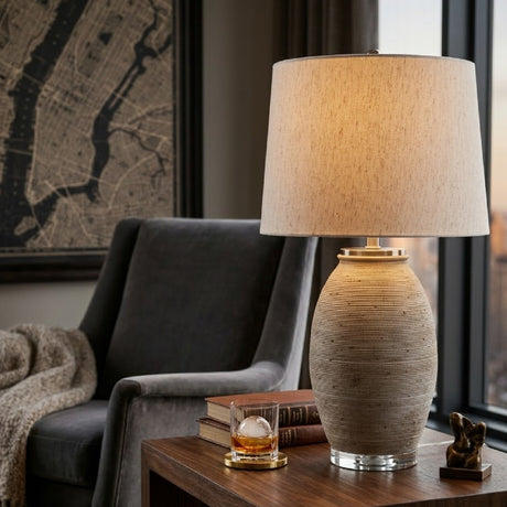  Cement Base Linen Table Lamp | Oroa.com