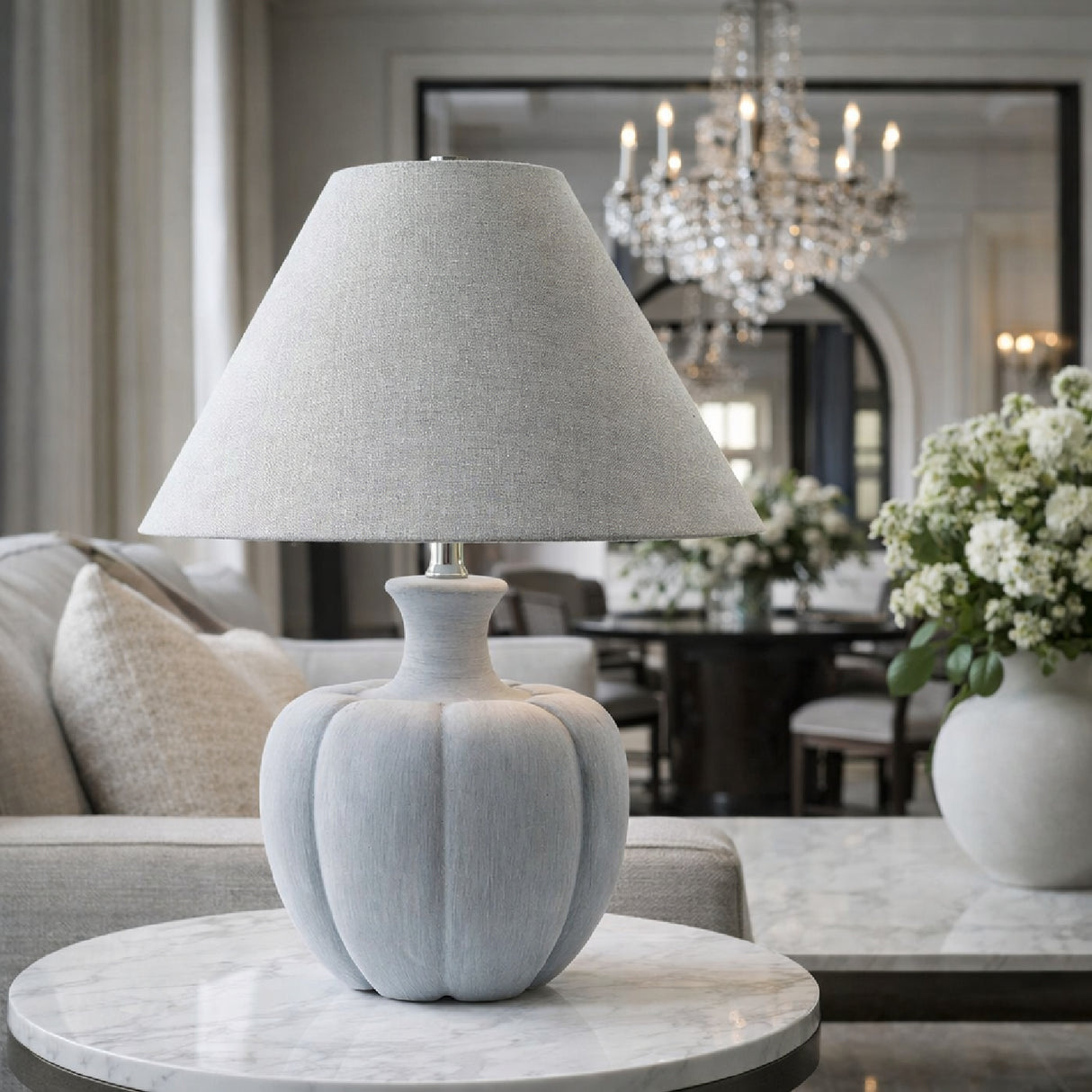   Gray Cement Linen Table Lamp | Oroa.com