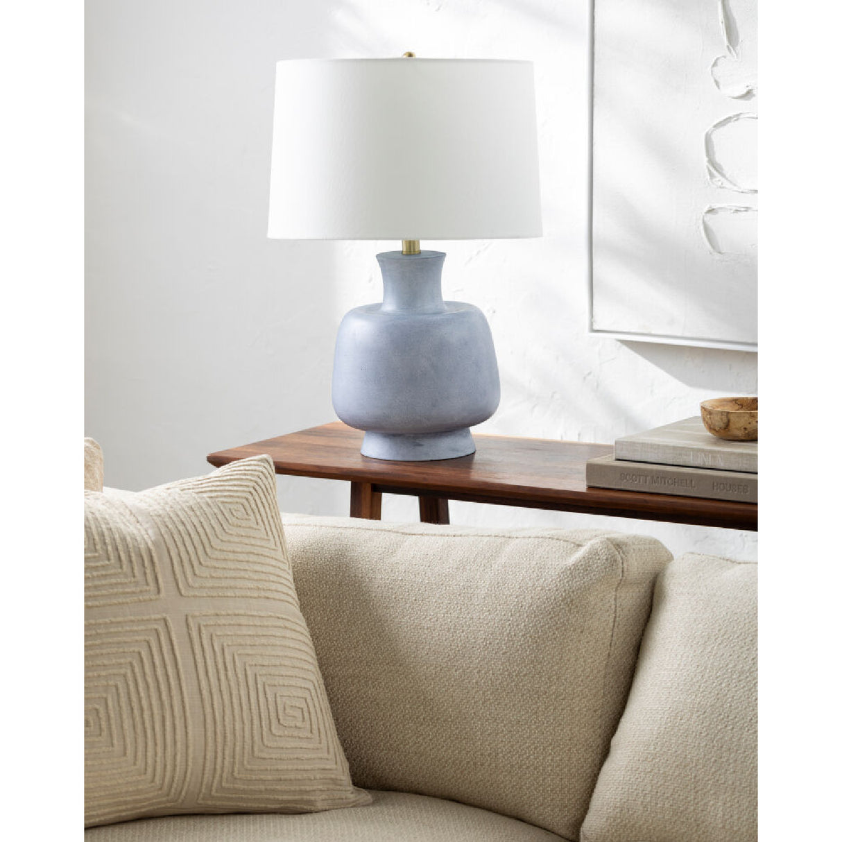   Painted Base Linen Table Lamp | Oroa.com