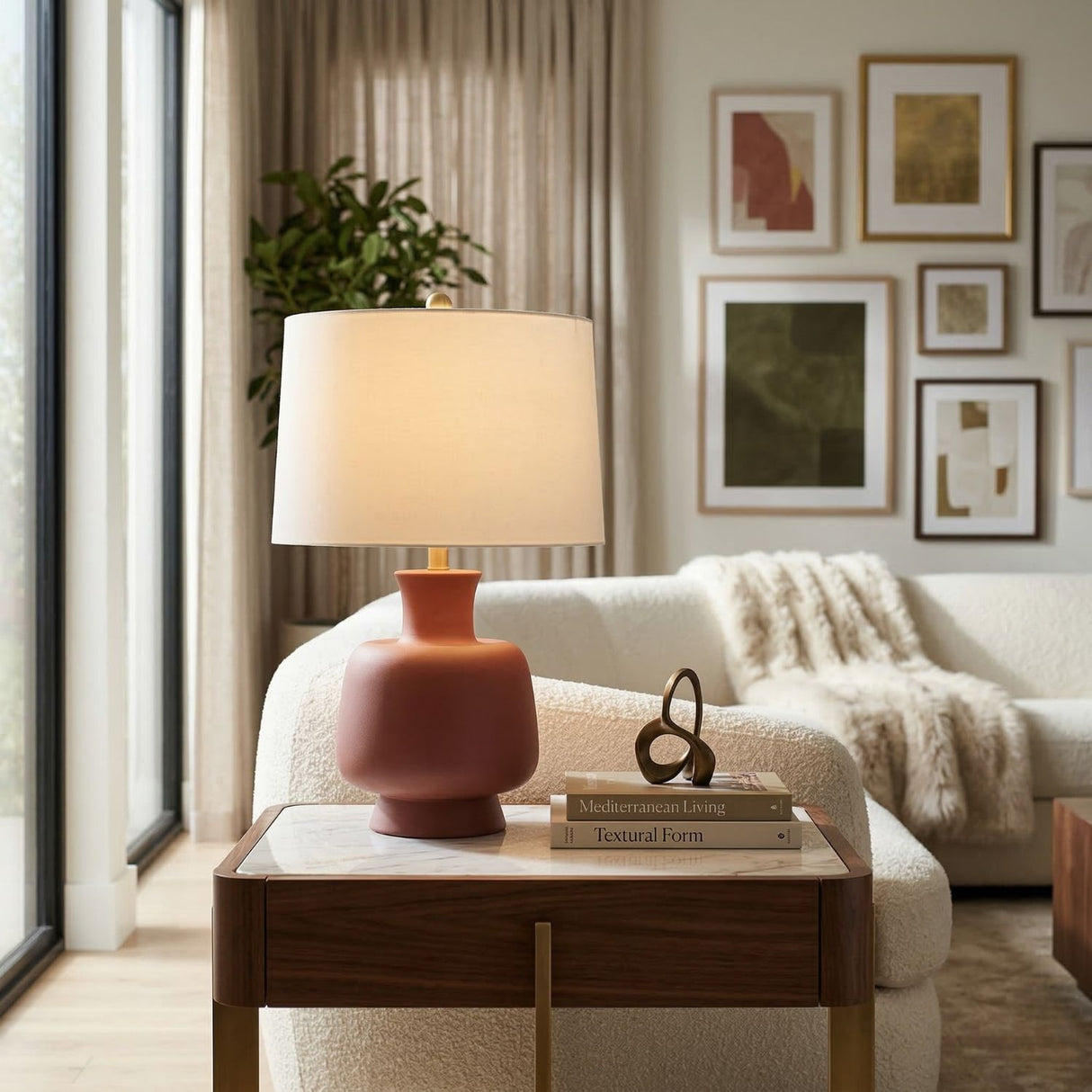   Painted Base Linen Table Lamp | Oroa.com