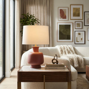   Painted Base Linen Table Lamp | Oroa.com
