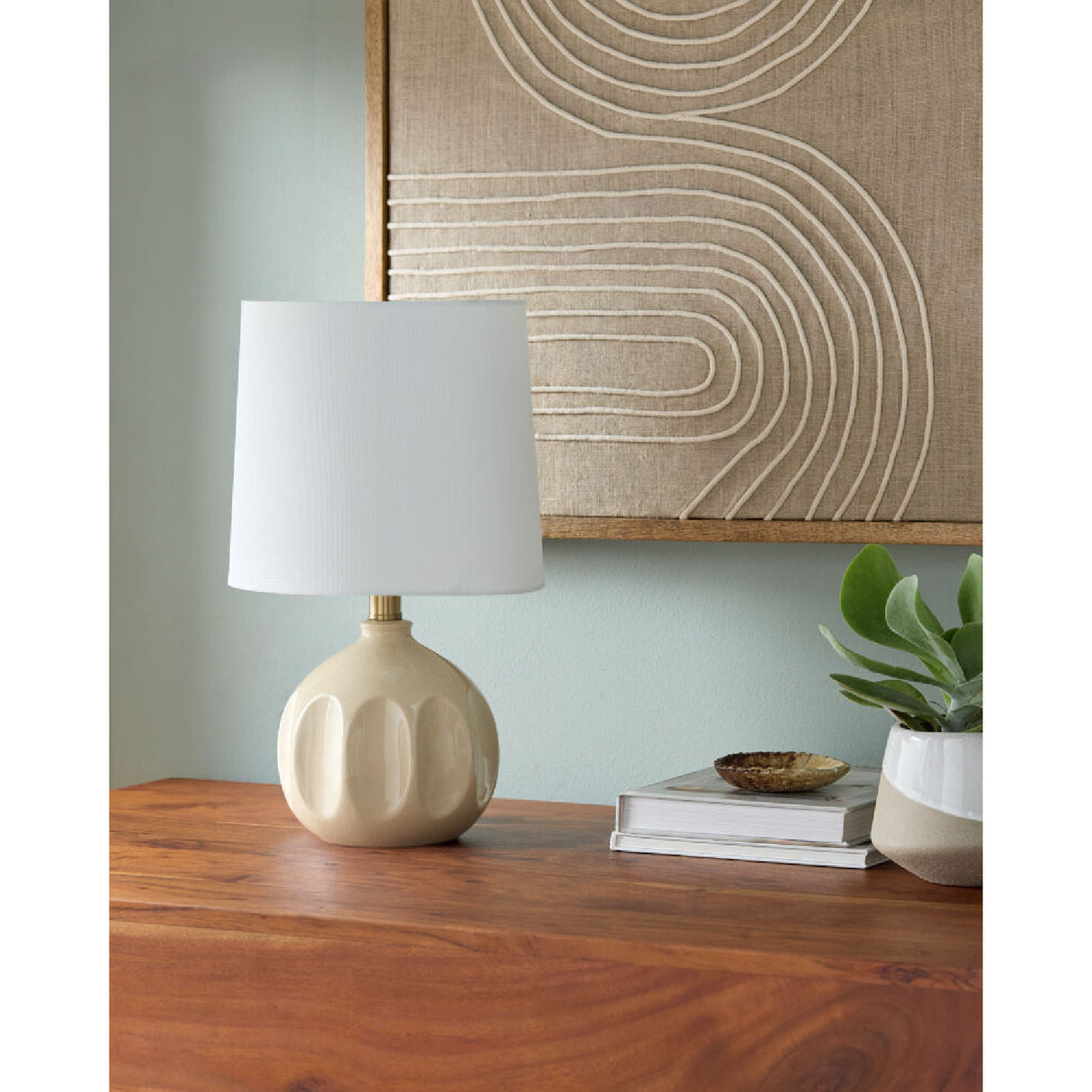  Linen Carved Ceramic Table Lamp | Oroa.com