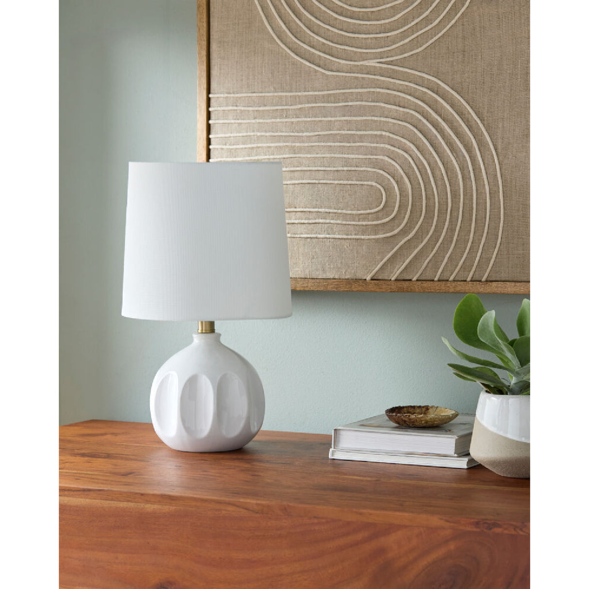   Linen Carved Ceramic Table Lamp | Oroa.com