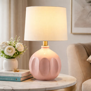   Linen Carved Ceramic Table Lamp | Oroa.com