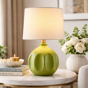   Linen Carved Ceramic Table Lamp | Oroa.com