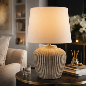   Modern European furniture - Carved Gray Ceramic Table Lamp - www.oroa.com | Oroa.com