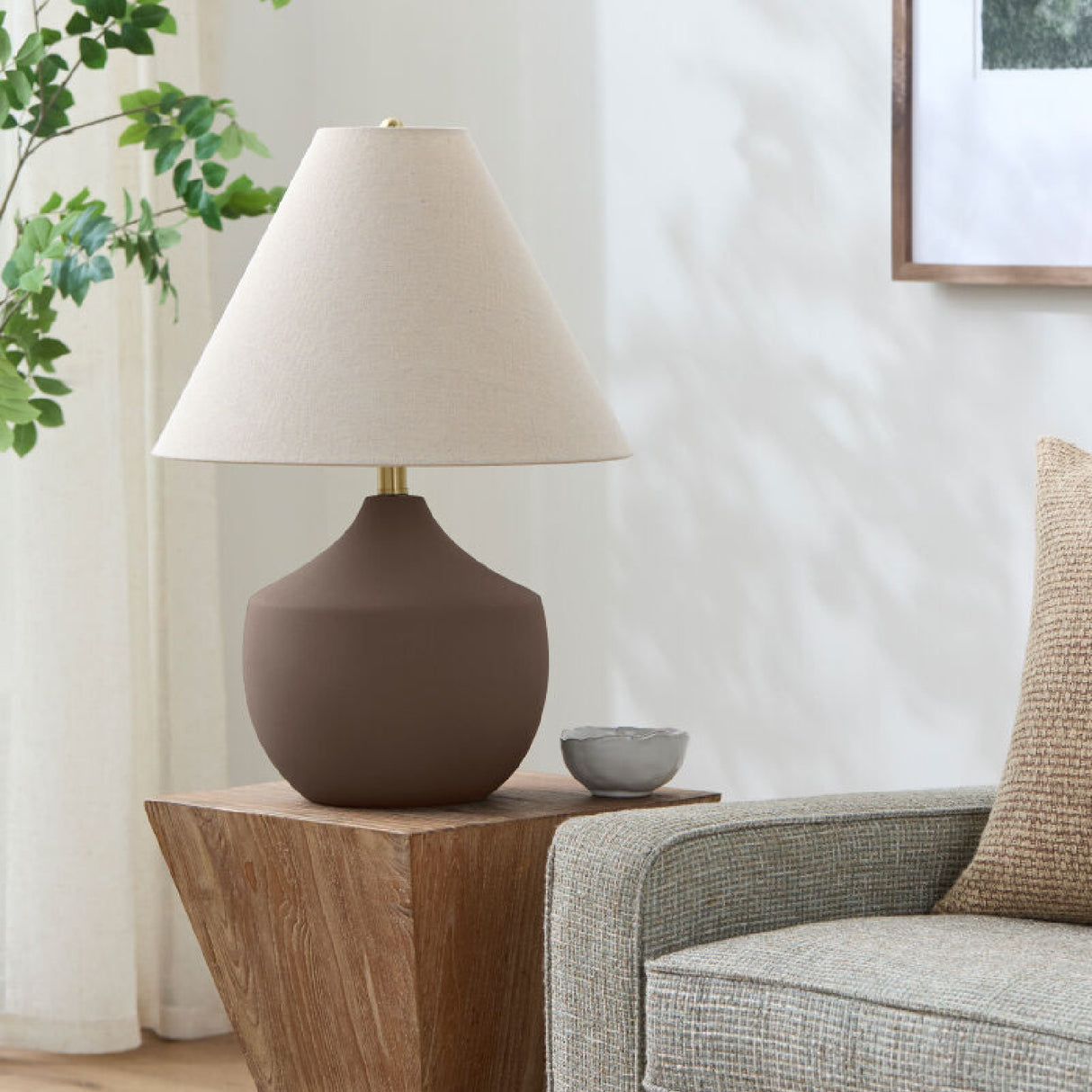   Modern European furniture - Ceramic Beige Linen Table Lamp - www.oroa.com | Oroa.com