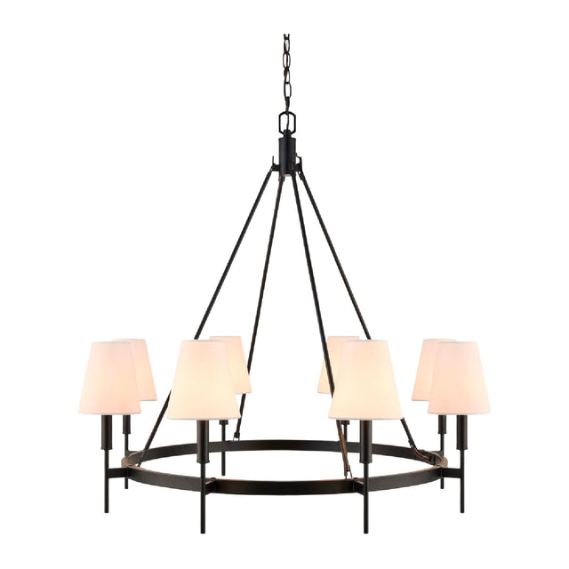 Black Metal Ring 8-Light Chandelier | Kuda Home Bonita | Oroa.com