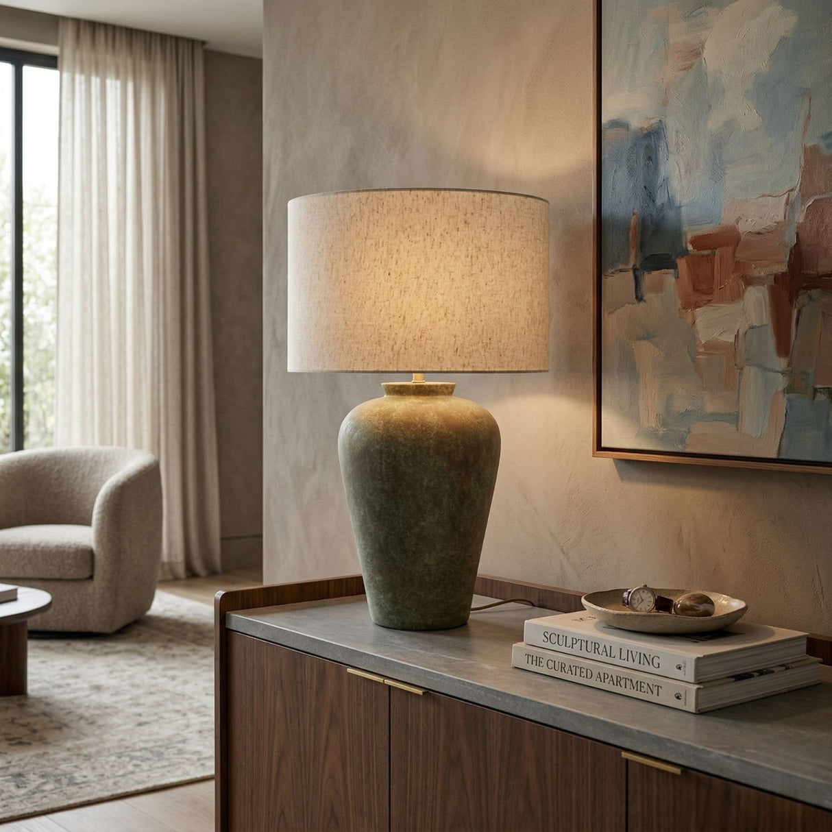   Modern European furniture - Painted Cement Linen Table Lamp - www.oroa.com | Oroa.com