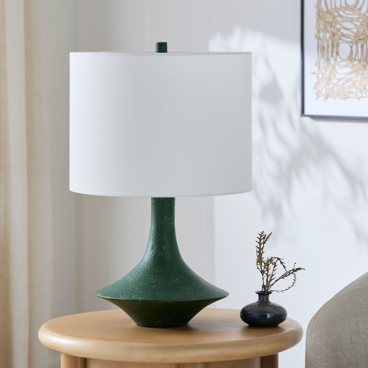   Painted Base Linen Table Lamp | Oroa.com