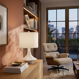   Painted Base Linen Table Lamp | Oroa.com