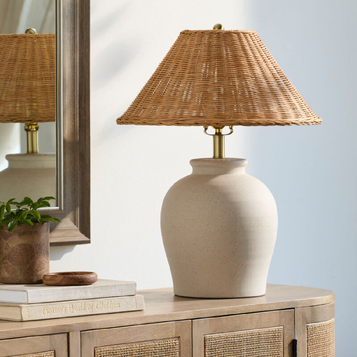   Painted Beige Ceramic Table Lamp | Oroa.com