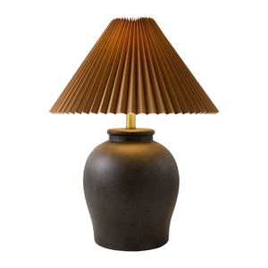   Brown Pleated Linen Table Lamp | Oroa.com