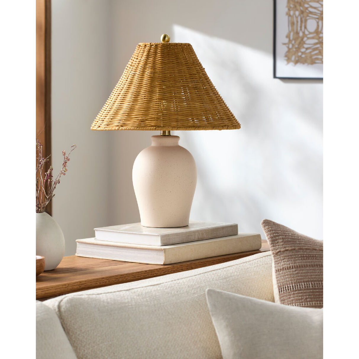   Brown Rattan Ceramic Table Lamp | Oroa.com