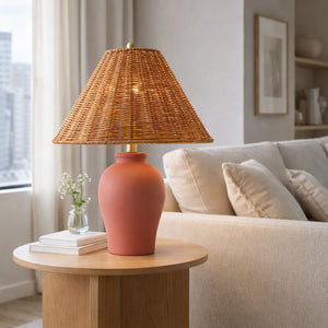   Brown Rattan Ceramic Table Lamp | Oroa.com
