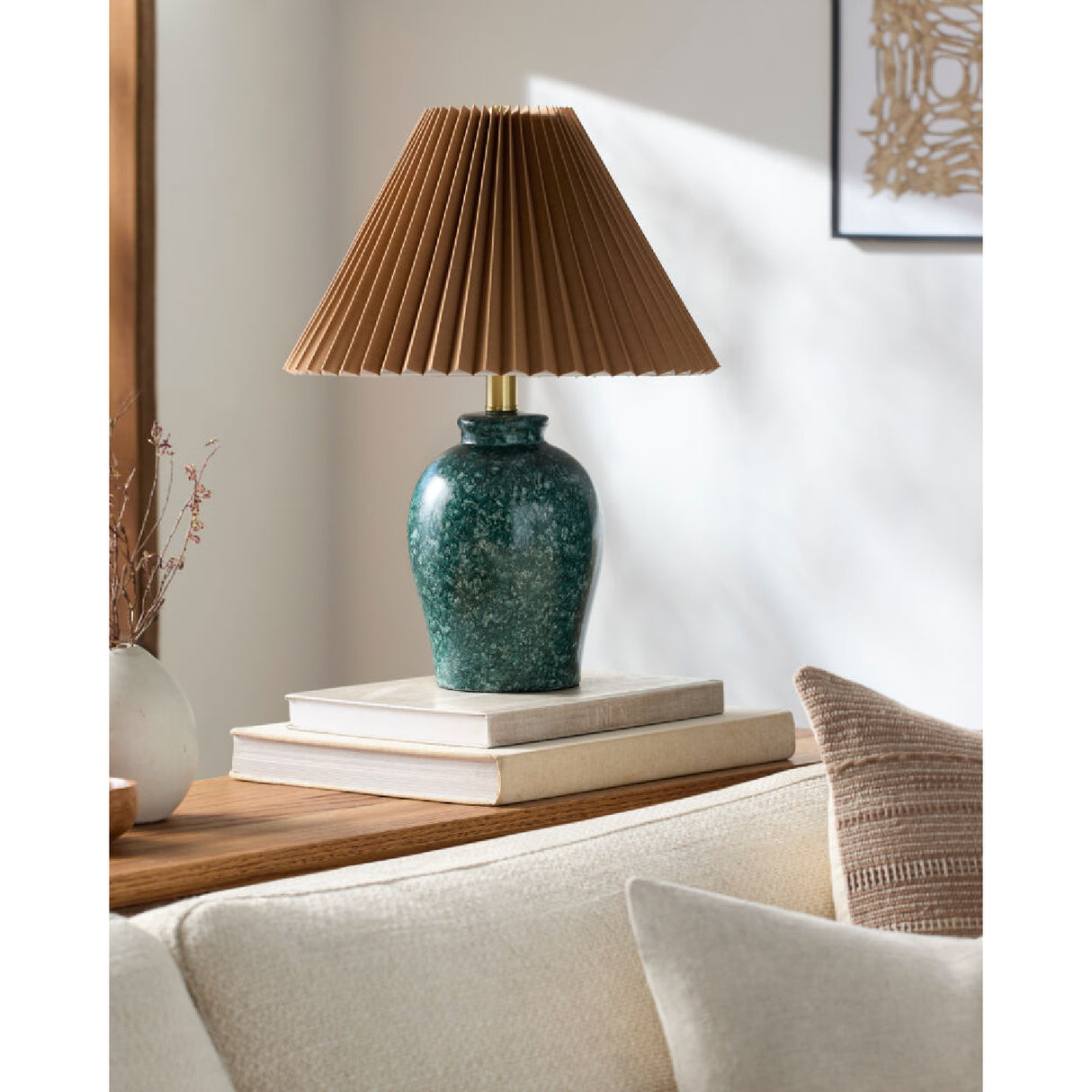   Brown Linen Pleated Table Lamp | Oroa.com