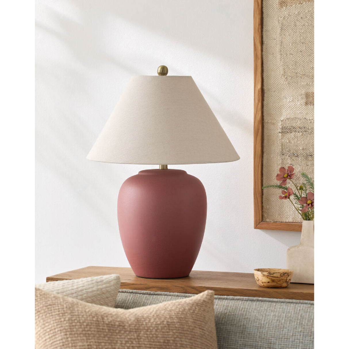   Ceramic Beige Linen Table Lamp | Oroa.com
