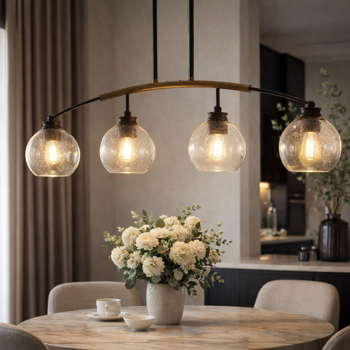   Modern European furniture - 4-Light Clear Glass Linear Chandelier - www.oroa.com | Oroa.com