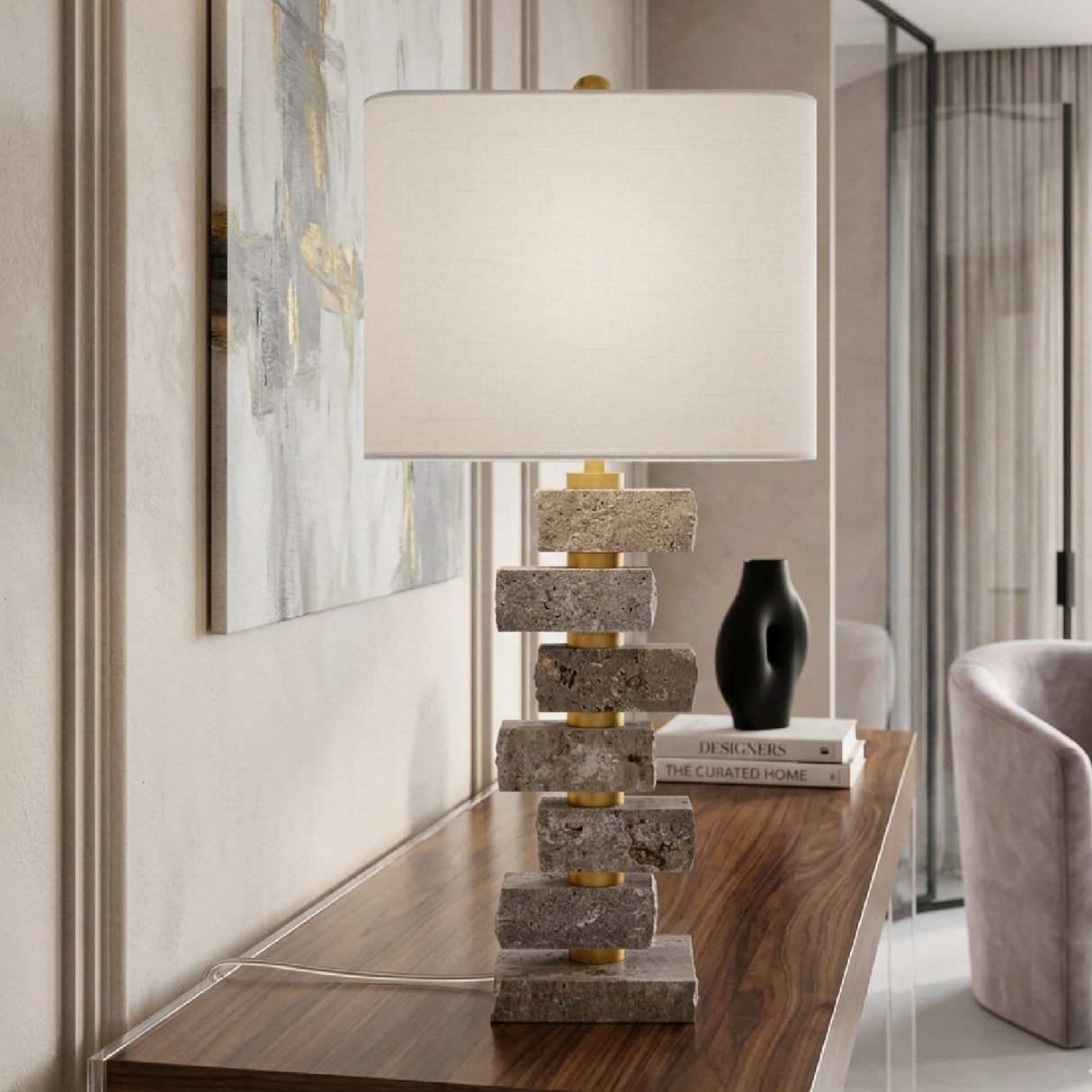   Organic Marble Stacked Table Lamp | Oroa.com