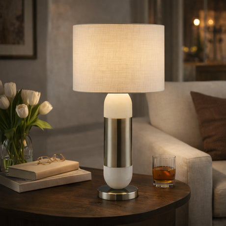   Silver Wrapped Marble Table Lamp | Oroa.com