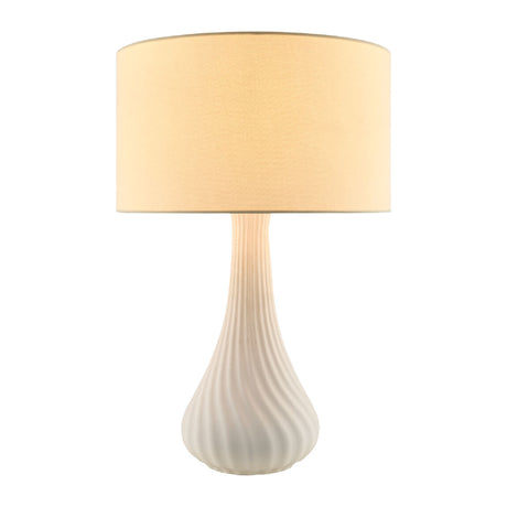   White Concrete Linen Table Lamp | Oroa.com