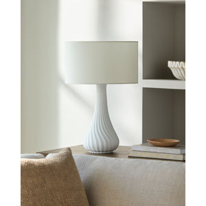   White Concrete Linen Table Lamp | Oroa.com