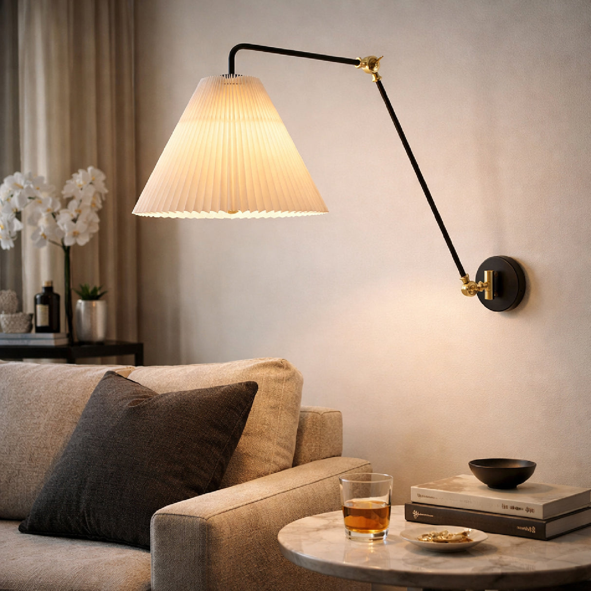   Modern European furniture - White Pleated Shade Wall Lamp - www.oroa.com | Oroa.com