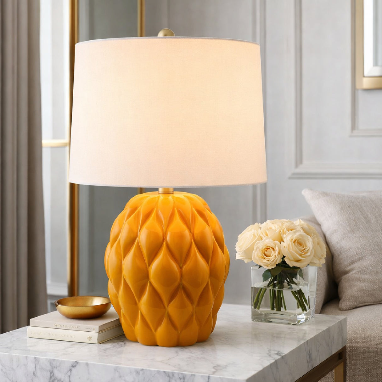   Modern European furniture - Reliefed Ceramic Accent Table Lamp - www.oroa.com | Oroa.com