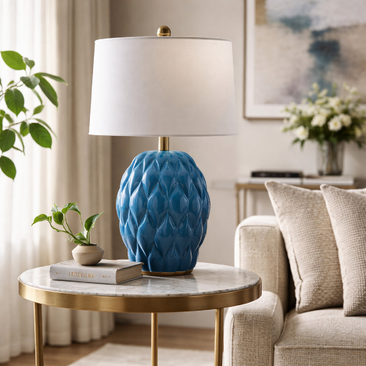   Modern European furniture - Reliefed Ceramic Accent Table Lamp - www.oroa.com | Oroa.com