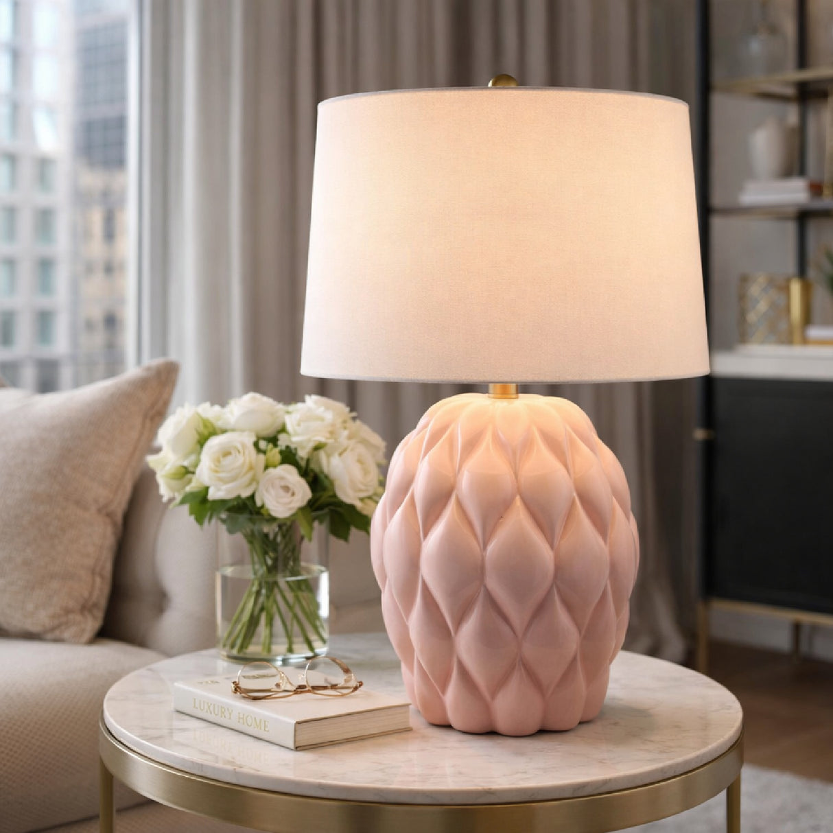   Modern European furniture - Reliefed Ceramic Accent Table Lamp - www.oroa.com | Oroa.com