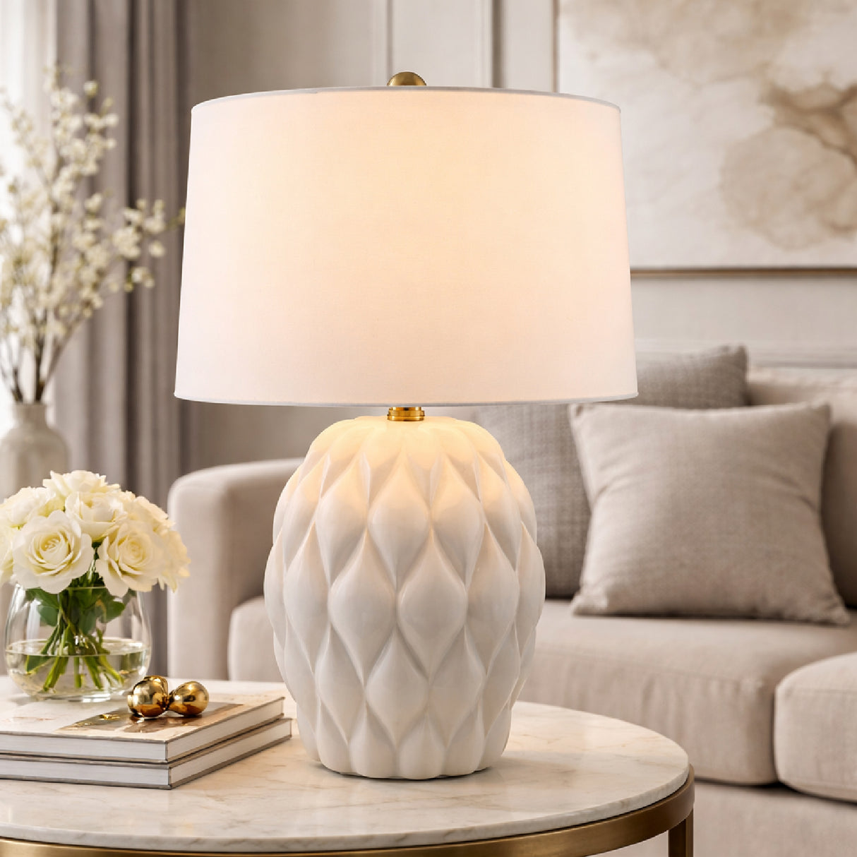   Modern European furniture - Reliefed Ceramic Accent Table Lamp - www.oroa.com | Oroa.com