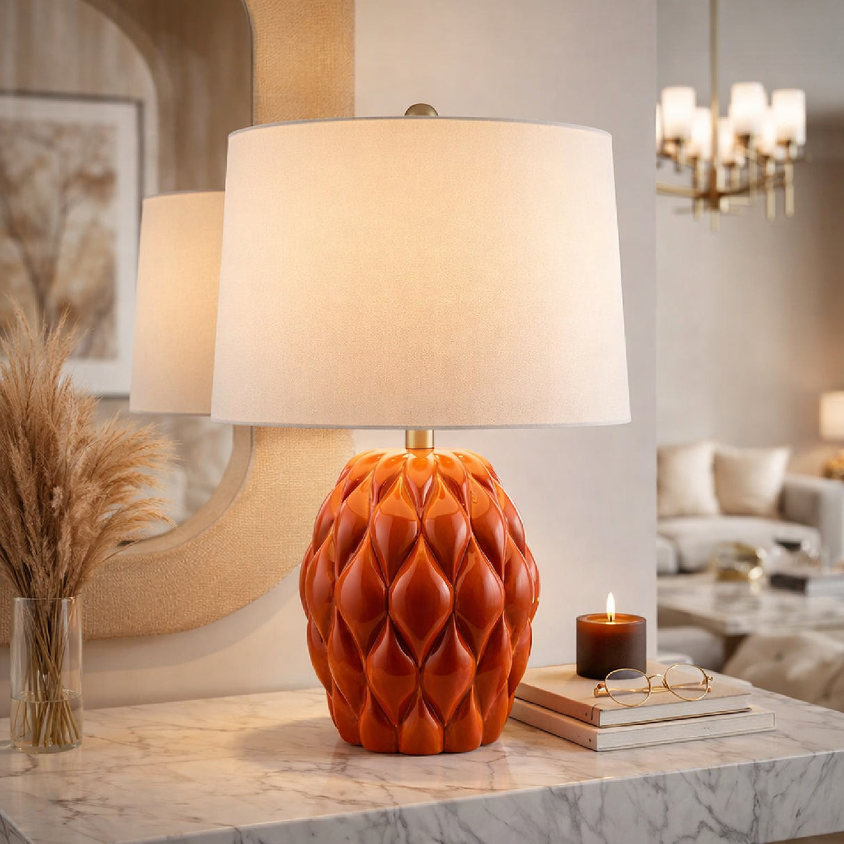   Modern European furniture - Reliefed Ceramic Accent Table Lamp - www.oroa.com | Oroa.com