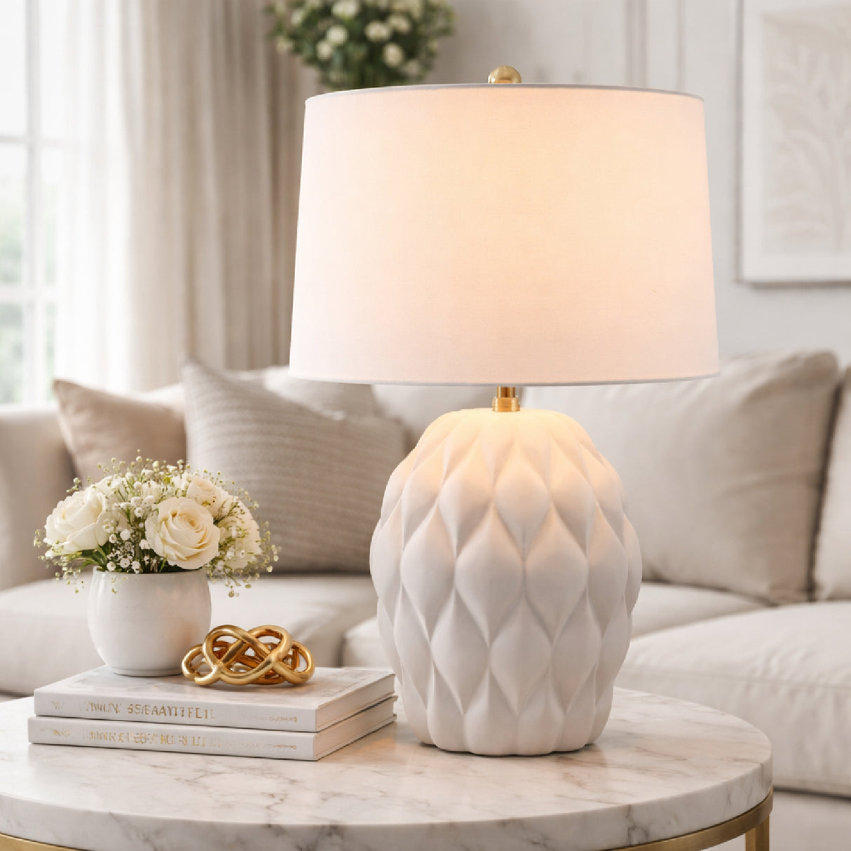   Modern European furniture - Reliefed Ceramic Accent Table Lamp - www.oroa.com | Oroa.com