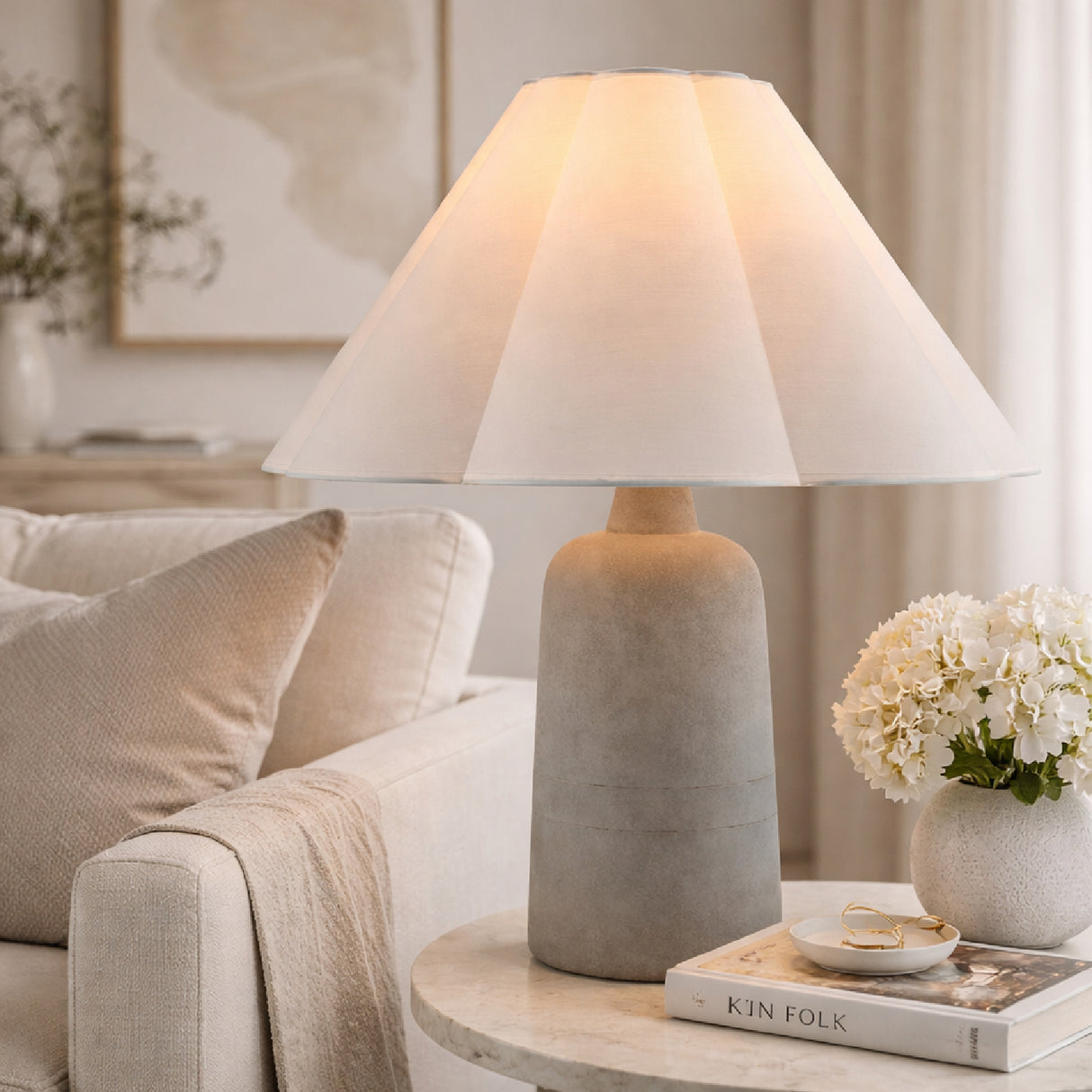   Modern European furniture - White Cotton Concrete Table Lamp - www.oroa.com | Oroa.com