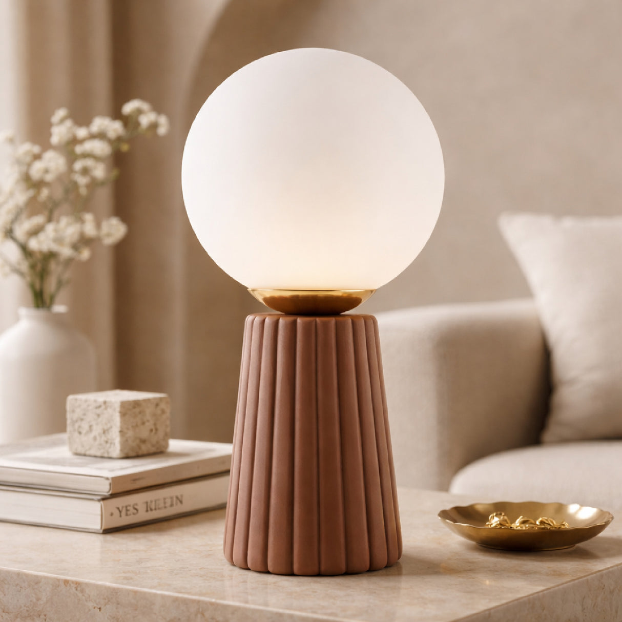   Fluted Ceramic Glass Table Lamp | Oroa.com