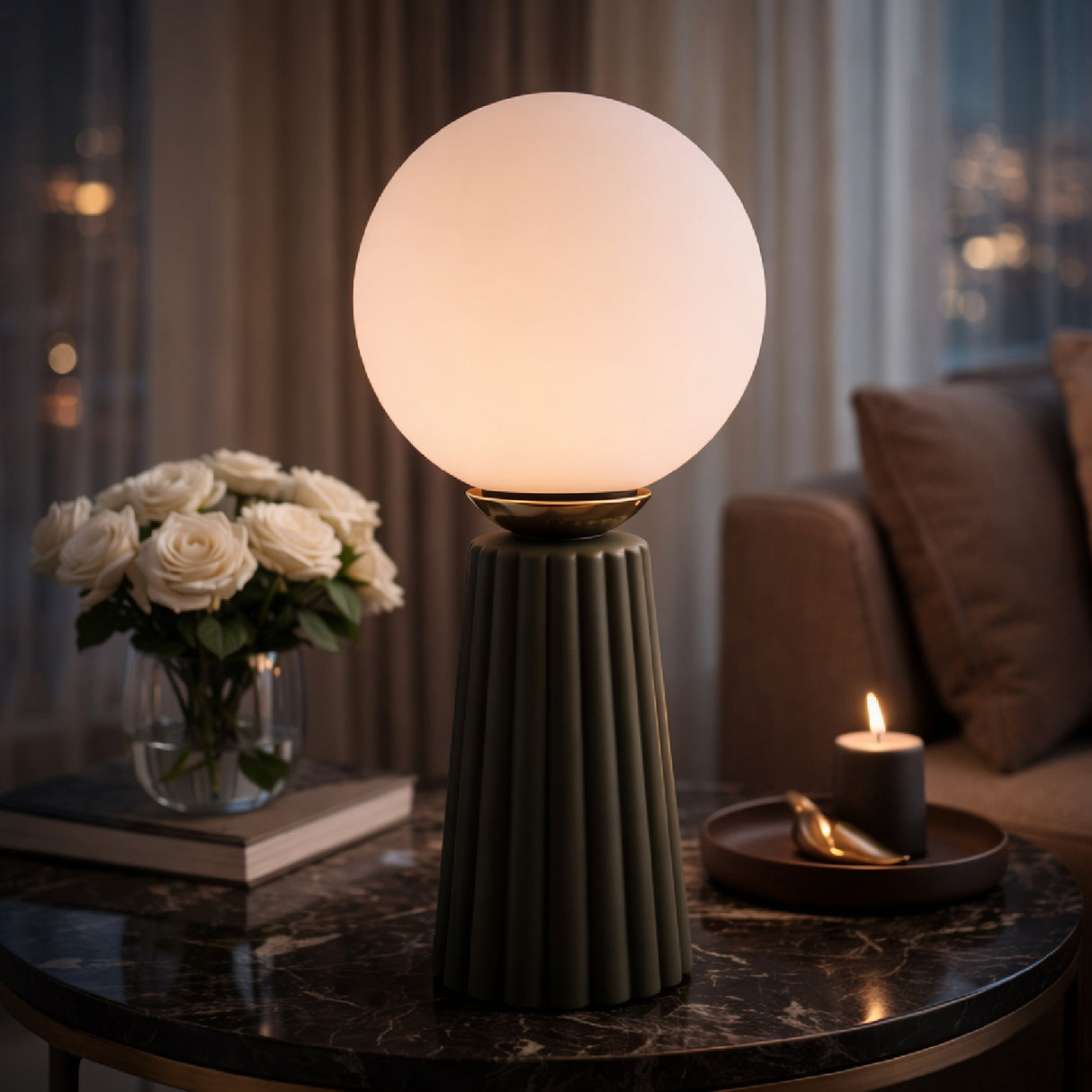   Fluted Ceramic Glass Table Lamp | Oroa.com