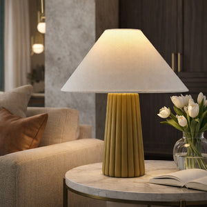   Fluted Ceramic Linen Table Lamp | Oroa.com