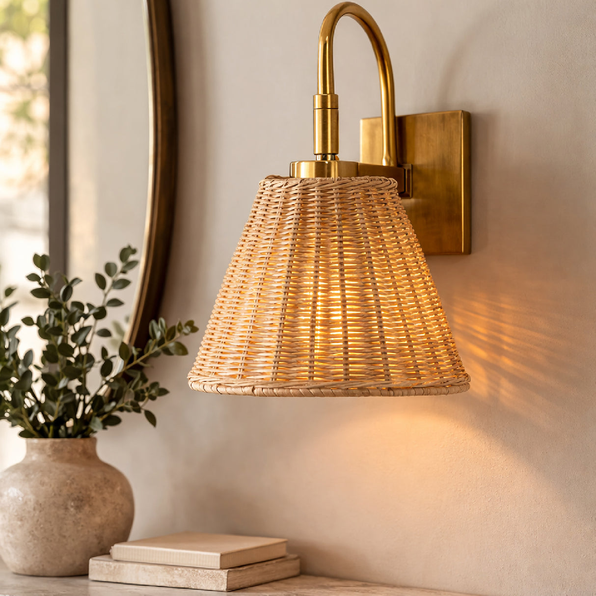   Modern European furniture - Natural Rattan Wall Lamp - www.oroa.com | Oroa.com