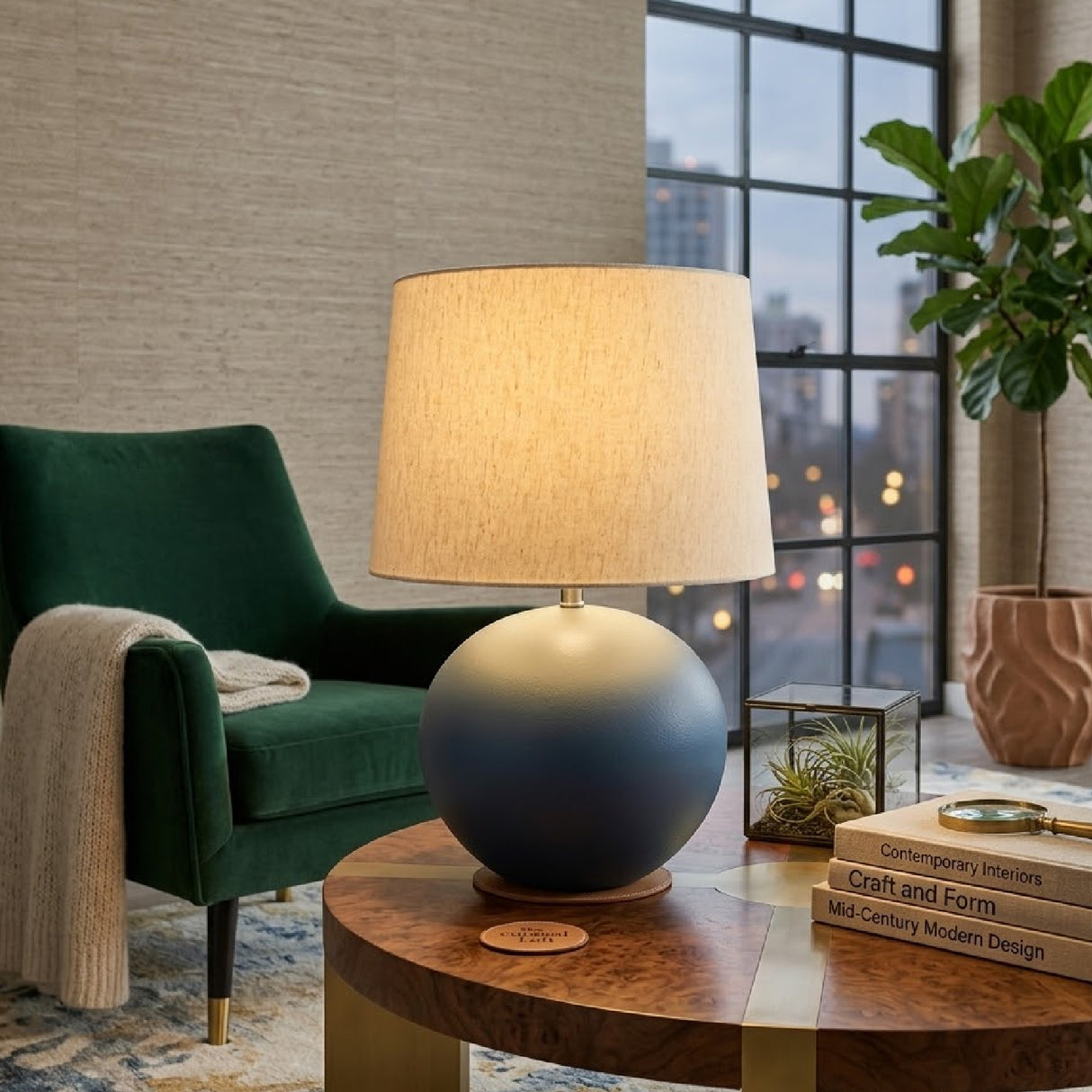   Glazed Ceramic Linen Table Lamp | Oroa.com