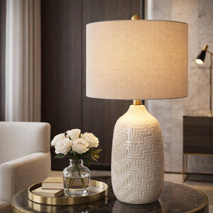  Glazed White Ceramic Table Lamp | Oroa.com