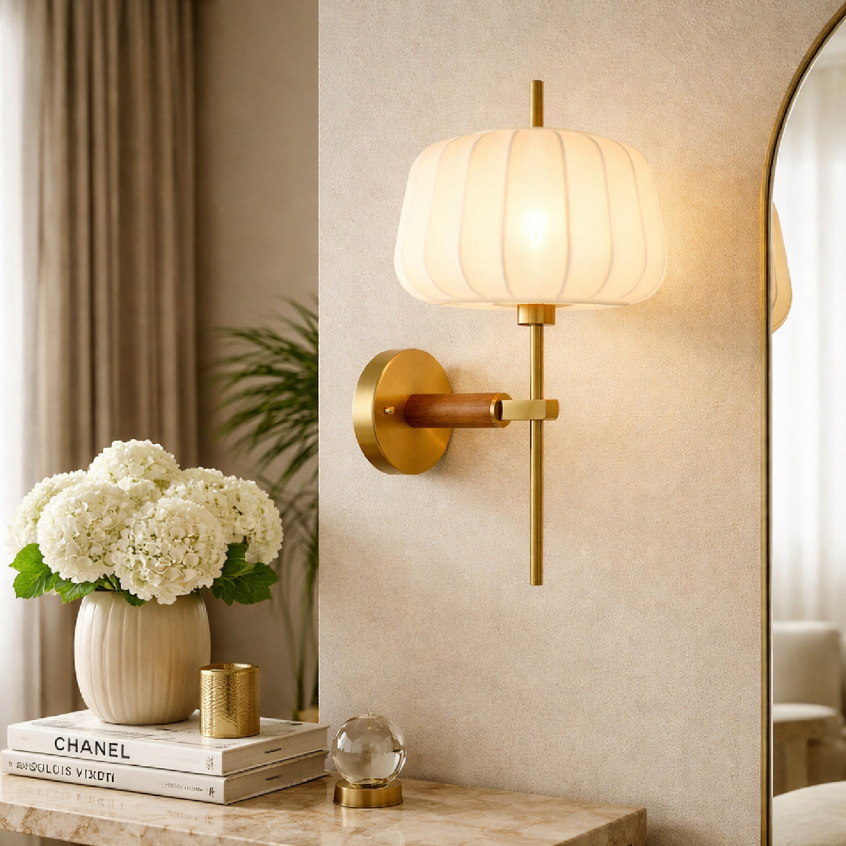   Modern European furniture - White Cotton Accent Wall Lamp - www.oroa.com | Oroa.com