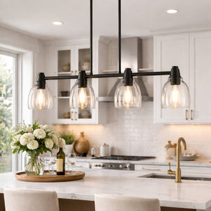   4-Light Glass Linear Chandelier | Oroa.com