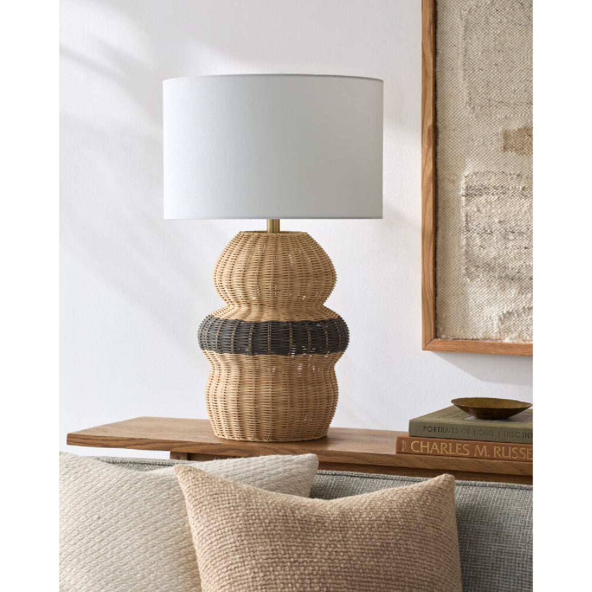   Modern European furniture - Wavy Rattan Base Table Lamp - www.oroa.com | Oroa.com