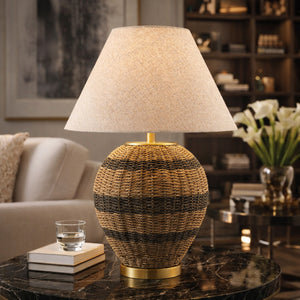   Modern European furniture - Black Lined Rattan Table Lamp - www.oroa.com | Oroa.com