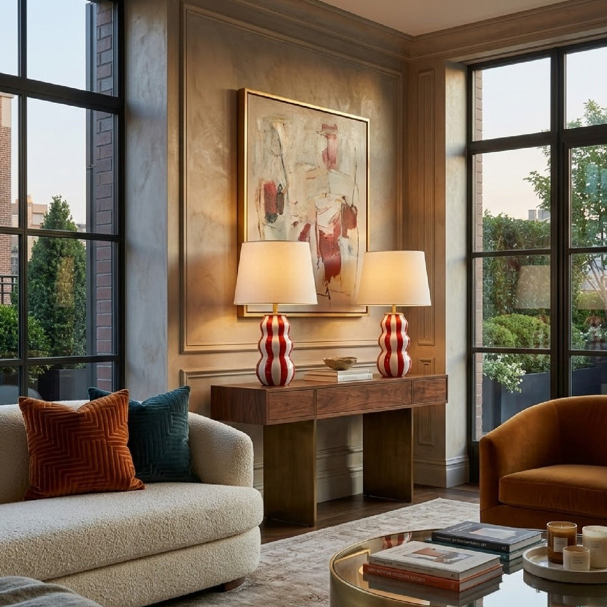   Wavy Stripes Ceramic Table Lamps (2) | Oroa.com