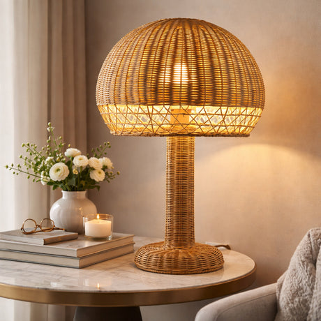   Modern European furniture - Dome Natural Rattan Table Lamp - www.oroa.com | Oroa.com