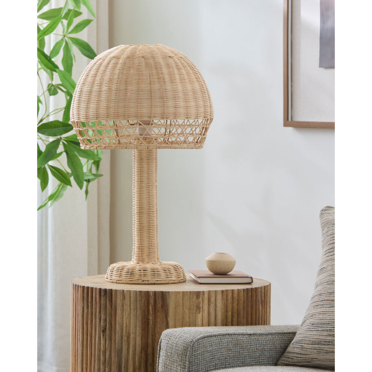   Modern European furniture - Dome Natural Rattan Table Lamp - www.oroa.com | Oroa.com
