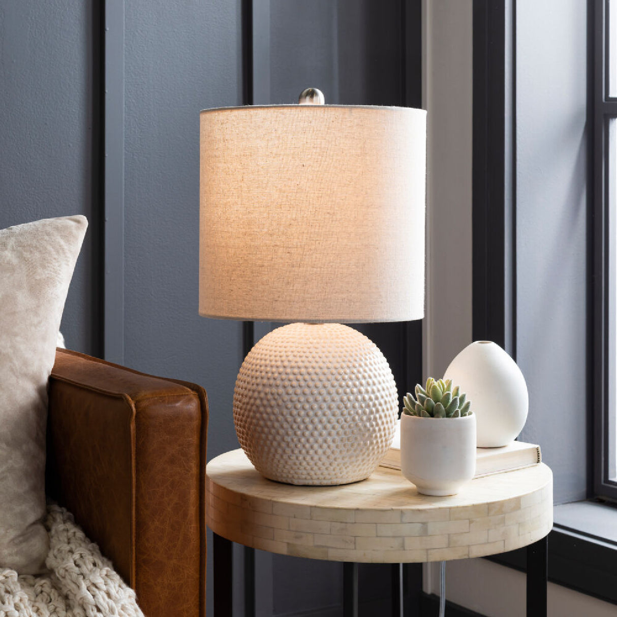   Modern European furniture - Glazed Beige Ceramic Table Lamp - www.oroa.com | Oroa.com